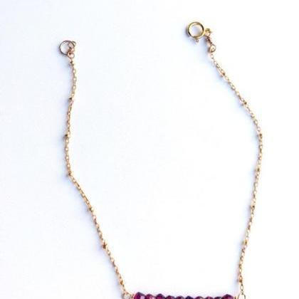 Dainty Garnet Bracelet; Gemstone Garnet Jewelry;..