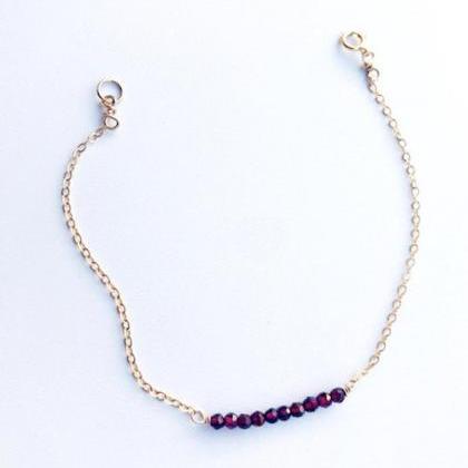 Dainty Garnet Bracelet; Gemstone Garnet Jewelry;..