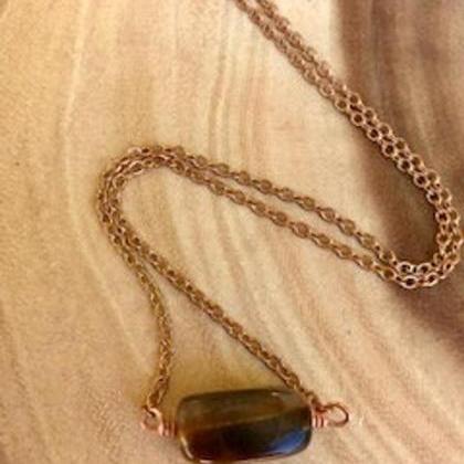 Tiger's Eye Necklace; Copper Necklace..