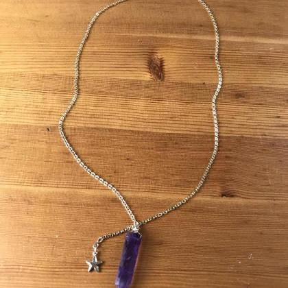 Amethyst Crystal Point Necklace- Amethyst Jewelry-..