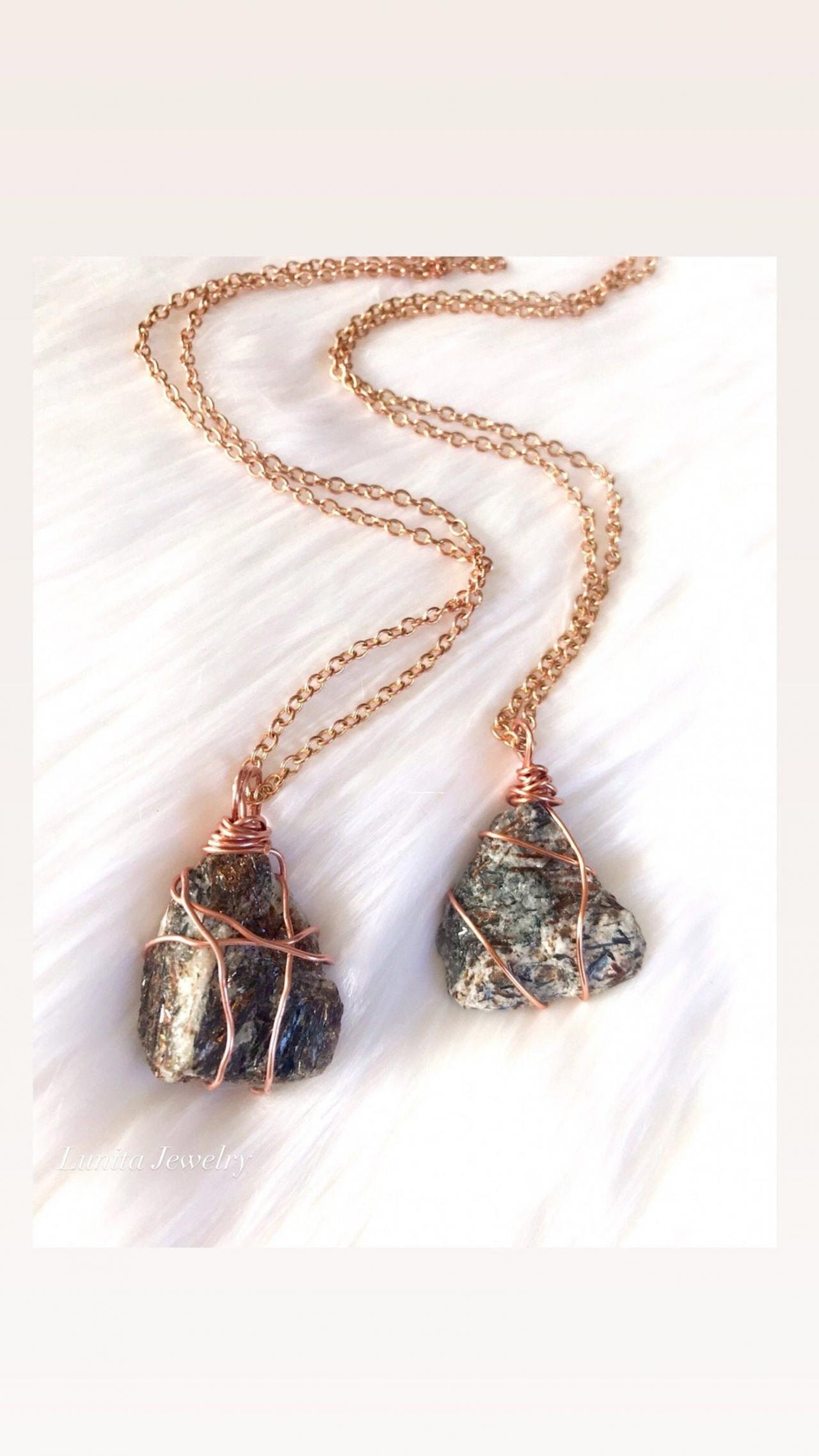 Raw Astrophyllite Crystal Necklacewith Copper; Rare Crystals; Copper Wrapped Crystal Jewelry; Russian Astrophyllite; Metaphysical