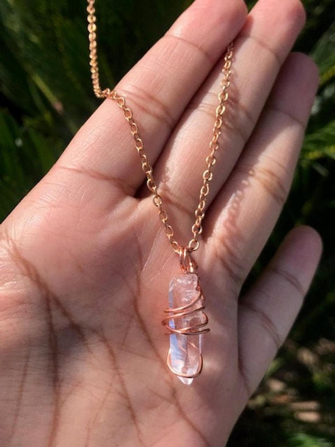 Real clear quartz 2024 crystal necklace