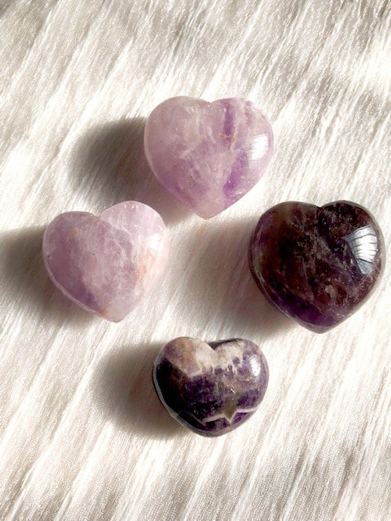 Amethyst Heart; Gemstone Heart Amethyst; Crystal Heart; Puffy Amethyst Heart