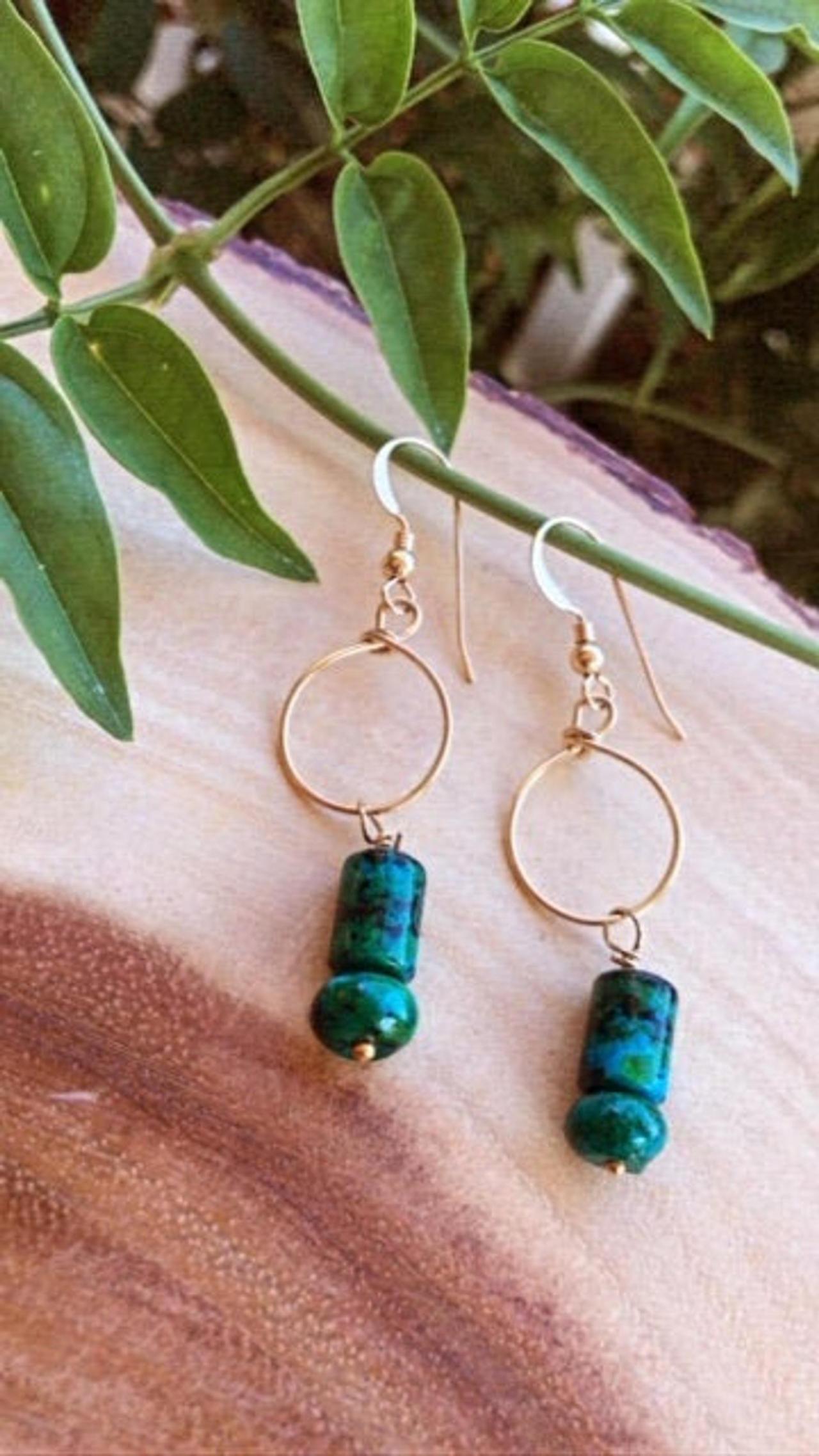 Turquoise Gemstone Earrings; Crystal Earrings; 14k Gold Filled Jewelry; Wire Wrapped Jewelry; Natural Turquoise; Dangle Earrings