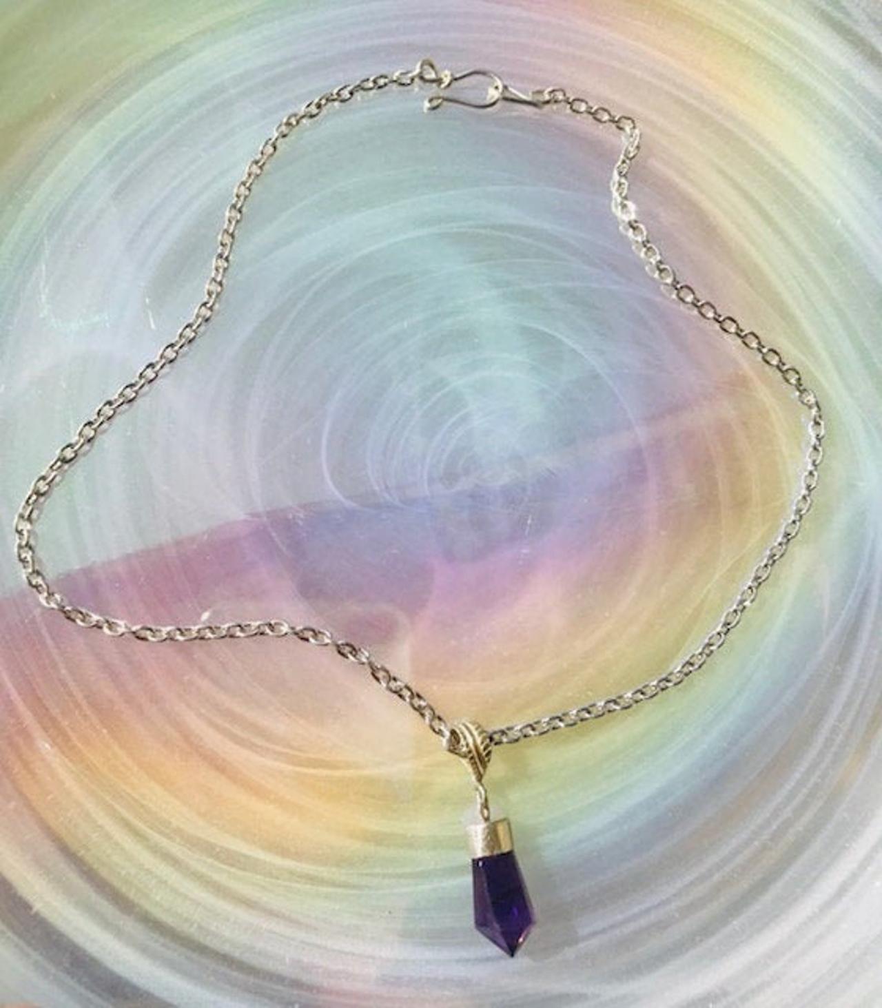 Amethyst Crystal Choker /silver Amethyst Necklace/ Amethyst Gemstone Jewelry/ February Birthstone