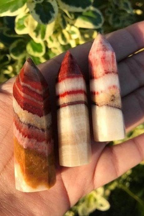 Tricolor Calcite; Dali Jasper; Red Banded Tri-Color Calcite; Healing Crystals; Metaphysical; Red Banded Calcite