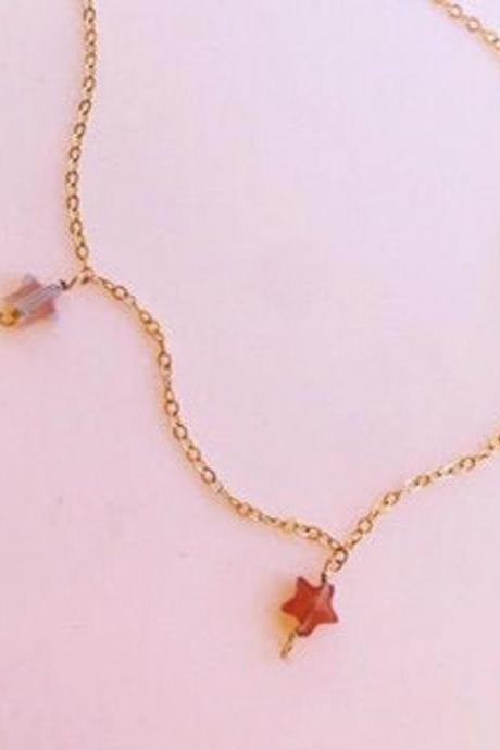 Botswana Agate Necklace; Celestial Jewelry; 14K Gold Filled; Dainty Star Necklace; Crystal Jewelry; Gemstone Botswana Agate